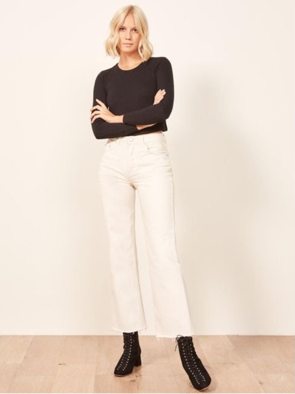 Reformation Fawcett white High-Rise Wide-Leg Jeans